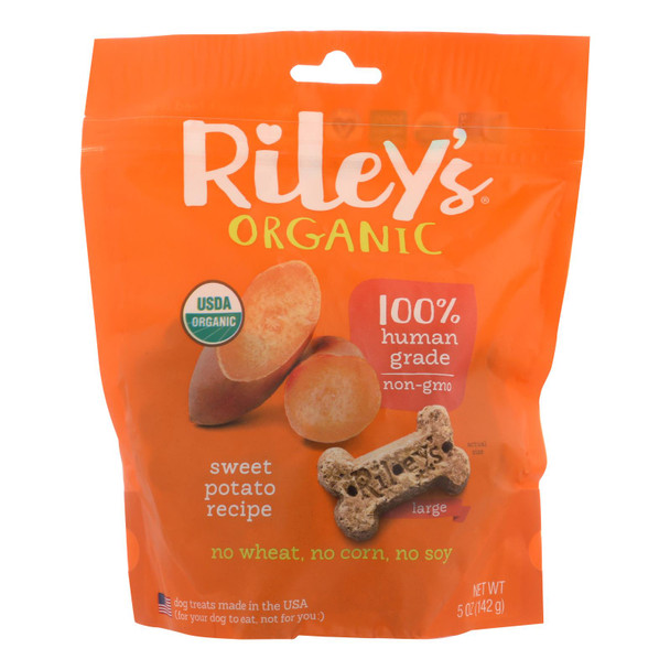 Riley's Organics Organic Dog Treats, Sweet Potato Recipe, Large  - Case of 6 - 5 OZ