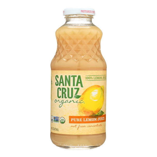 Santa Cruz 100% Organic Lemon Juice  - Case of 8 - 16 FZ