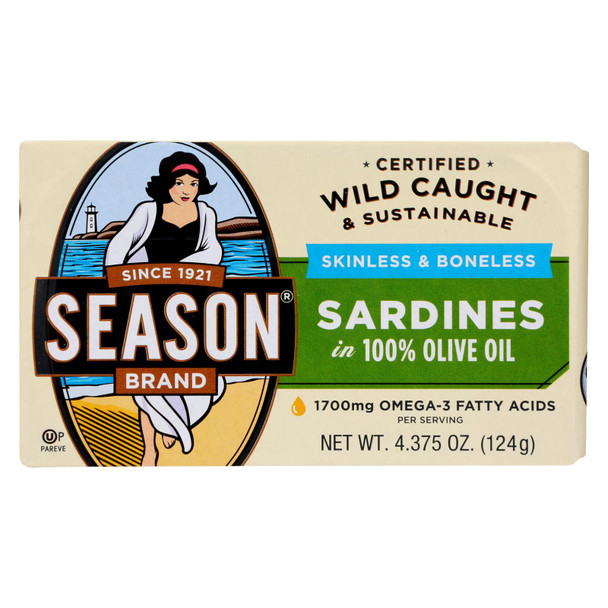 Season Sardines In Olive Oil  - Case of 12 - 4.375 OZ