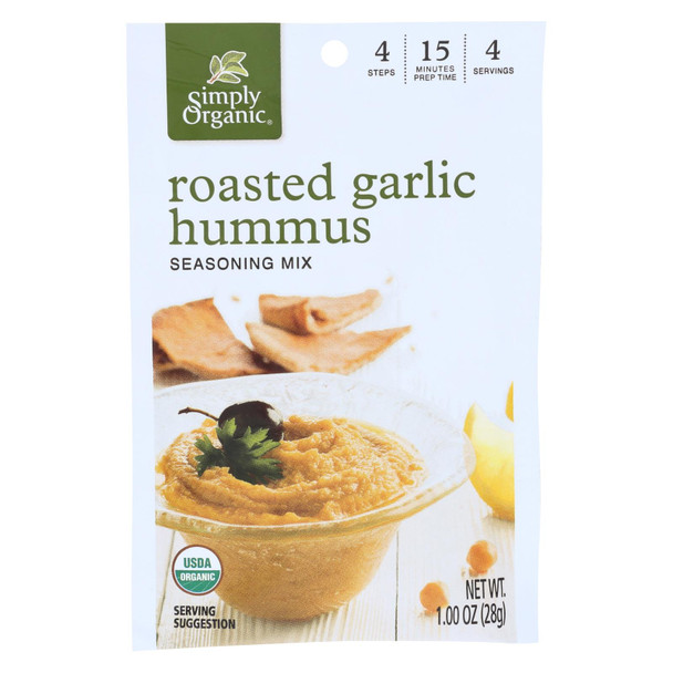 Simply Organic Roasted Garlic Hummus Seasoning Mix  - Case of 12 - 1 OZ