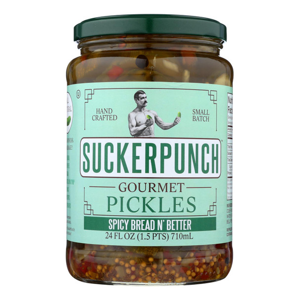 Suckerpunch Spicy Bread N' Better Gourmet Pickles  - Case of 6 - 24 FZ