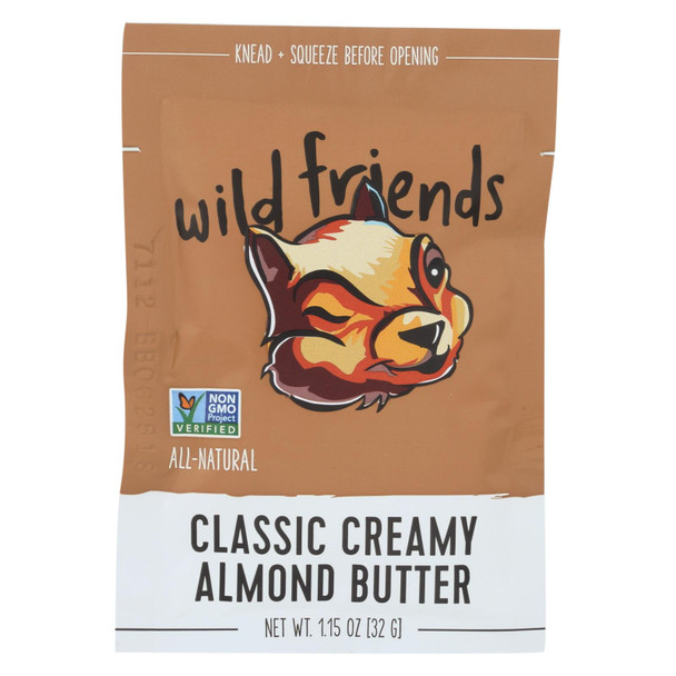 Wild Friends Classic Creamy Almond Nut Butter  - Case of 10 - 1.15 OZ