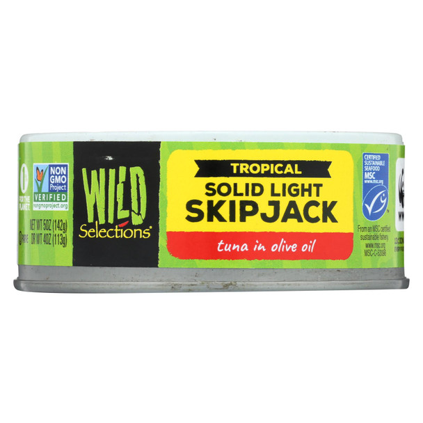 Wild Selections Tropical Solid Light Skipjack Tuna In Olive Oil  - Case of 12 - 5 OZ