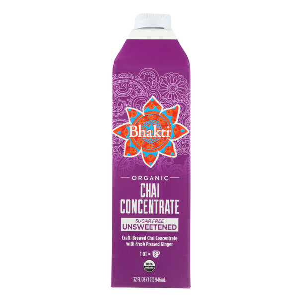 Bhakti Unsweetened Chai Concentrate  - Case of 6 - 32 FZ