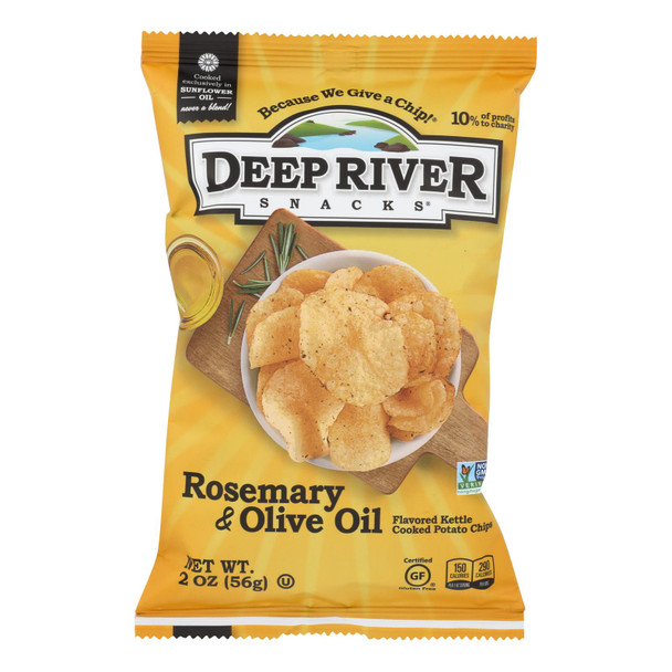 Deep River Snacks Rosemary & Olive Oil Kettle Chips  - Case of 24 - 2 OZ