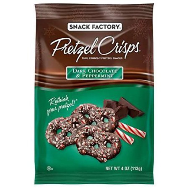 Pretzel Crisp Dark Chocolate & Peppermint Pretzel Crips - Case of 12 - 4 OZ
