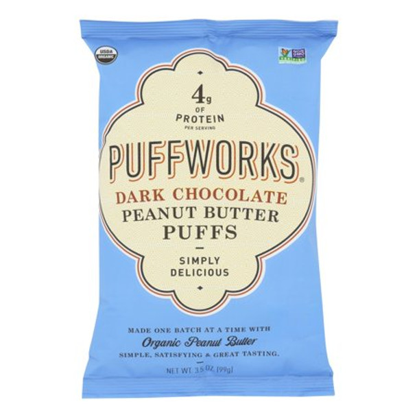 Puffworks - Puffs Dark Chocolate Peanut Butter Gluten Free - Case of 8-3.5 OZ