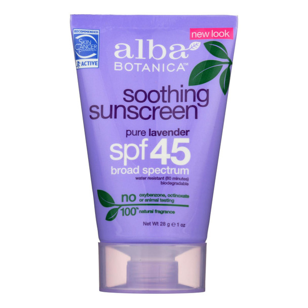 Alba Botanica Pure Lavender Spf 45 Soothing Sunscreen  - 1 Each - 1 OZ