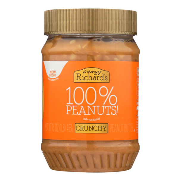Crazy Richard's All-Natural Crunchy Peanut Butter  - Case of 12 - 16 OZ