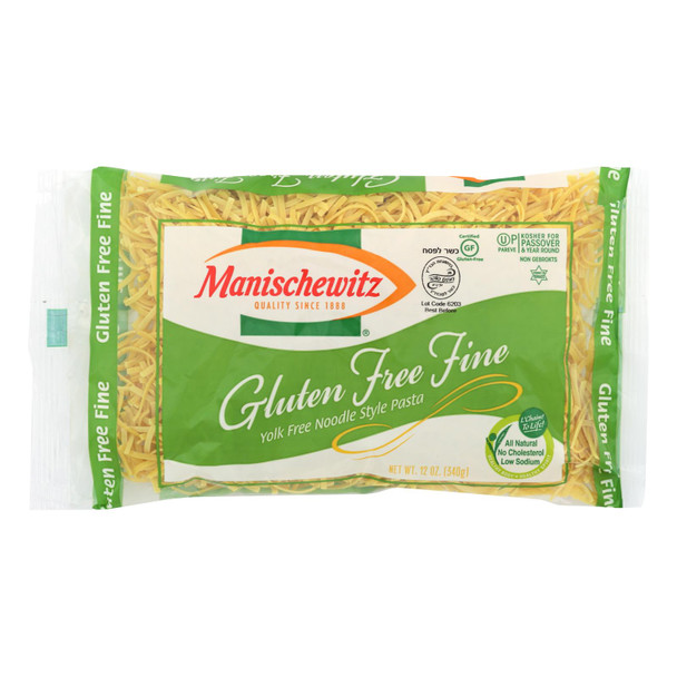 Manischewitz Gluten Free Fine Egg Noodles  - Case of 12 - 12 OZ