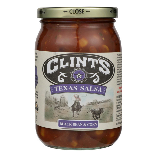 Clint's Black Bean & Corn Texas Salsa  - Case of 6 - 16 OZ