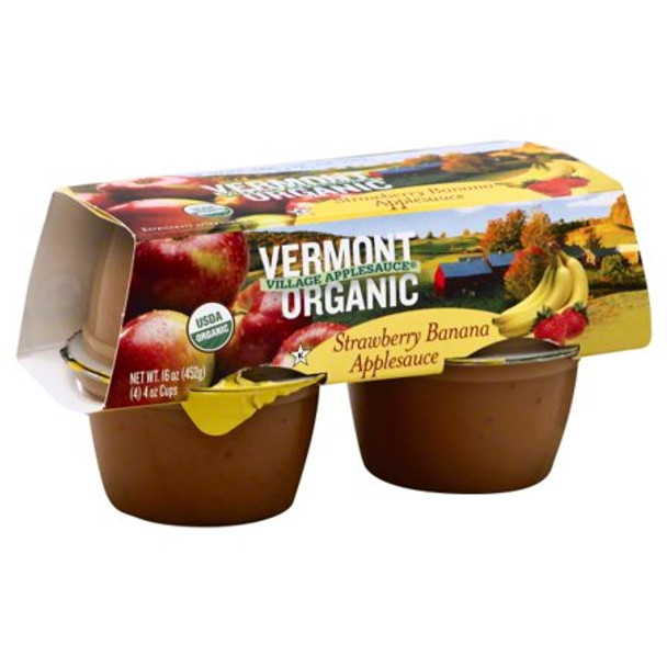 Vermont Village - Applesauce Strawberry Banana - Case of 12 - 4/4 OZ