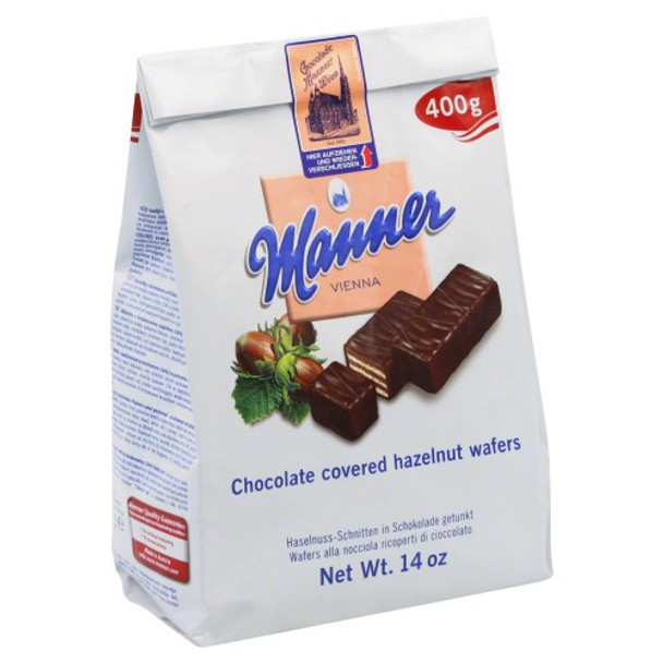 Manner Chocolate Covered Hazelnut Wafers - Case of 10 - 14 OZ