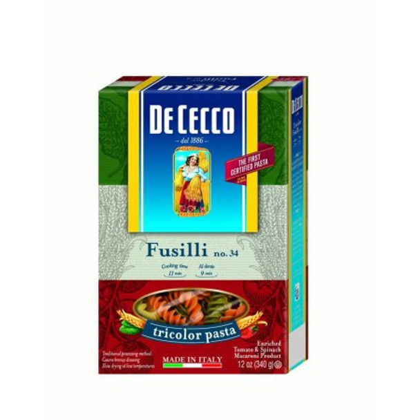 De Cecco Pasta De Cecco, Tricolor Pasta, Fusilli No. 34 - Case of 12 - 12 OZ