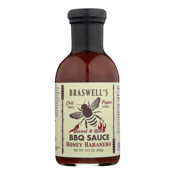 Braswell's Sweet & Hot Honey Habanero BBQ Sauce  - Case of 6 - 13.50 FZ