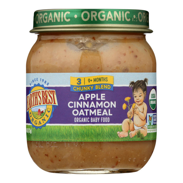 Earth's Best - Stage 3 Apple Cinnamon Oatmeal - Case of 10-4 OZ
