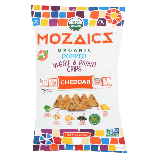 Mozaics - Veg & Pot Chips Cheddar - Case of 12 - 3.5 OZ