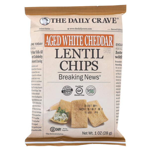 The Daily Crave - Lentil Chip Aged Wht Chdr - Case of 24-1 OZ