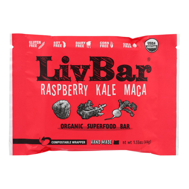Livbar - Bar Raspbry Kale Maca - Case of 12-1.55 OZ