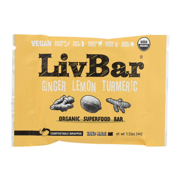 Livbar - Bar Ginger Lemon Turmeric - Case of 12-1.55 OZ