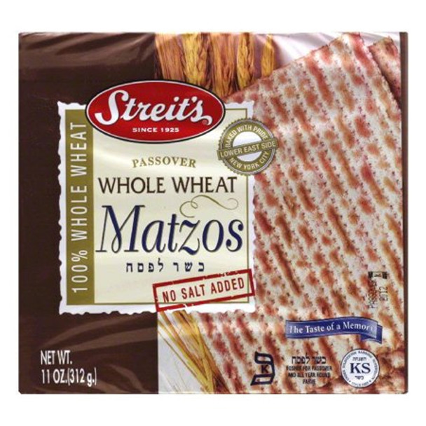 Streit's, Passover Whole Wheat Matzos - Case of 24 - 11 OZ