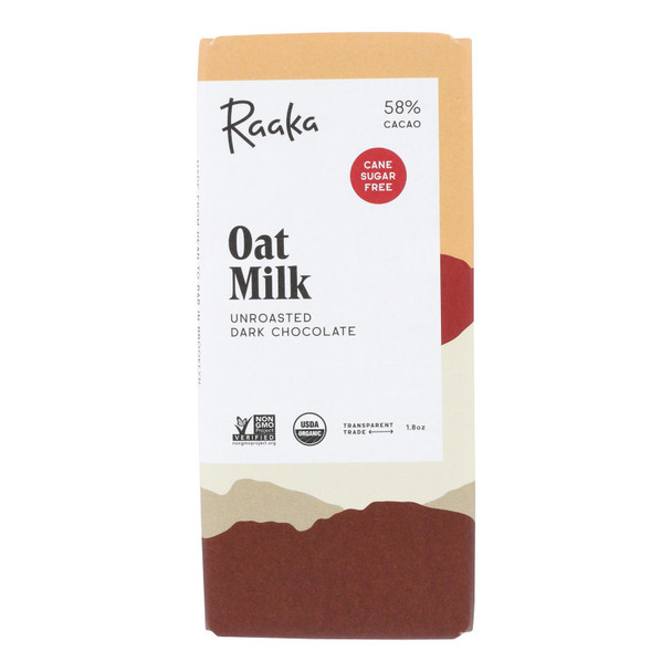 Raaka Chocolate - Bar Oatmlk Dark Chocolate  58% - Case of 12 - 1.8 OZ