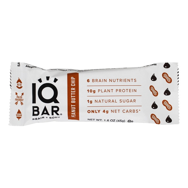 Iq Bar - Bar Peanut Butter Chip - Case of 12 - 1.6 OZ