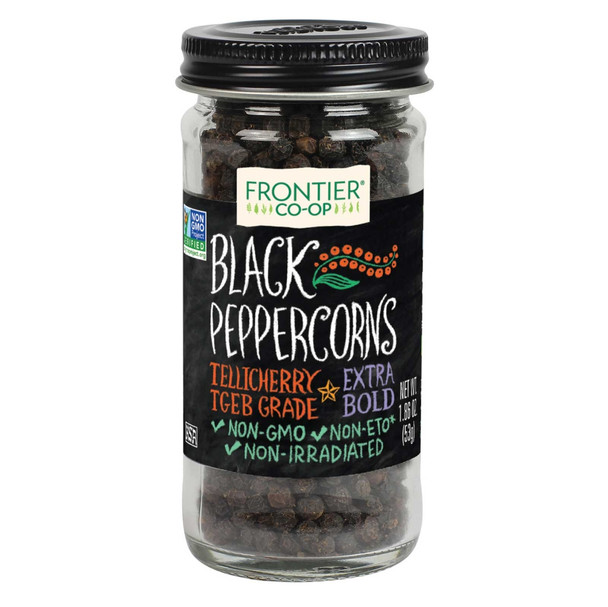 Frontier Natural Products Coop - Peppercorns Blck Whole Bold - Case of 12-1.86 OZ