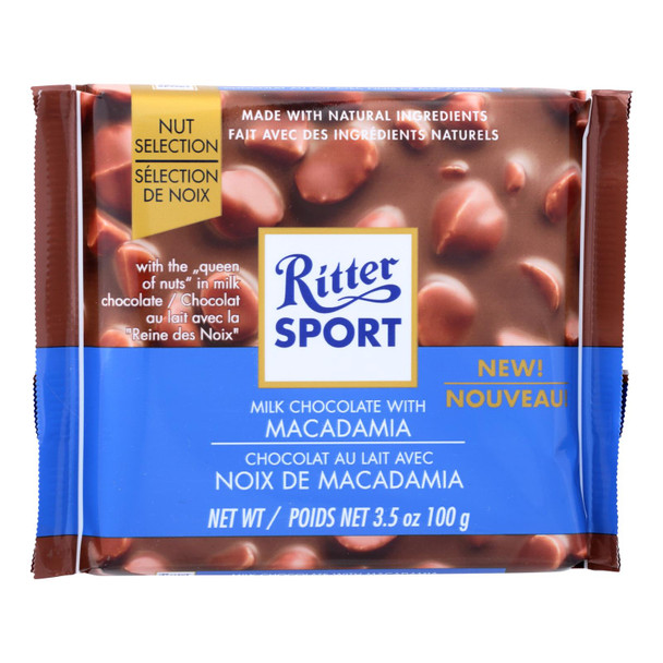 Ritter Sport Milk Chocolate With Macadamia Bar - Case of 11 - 3.5 OZ