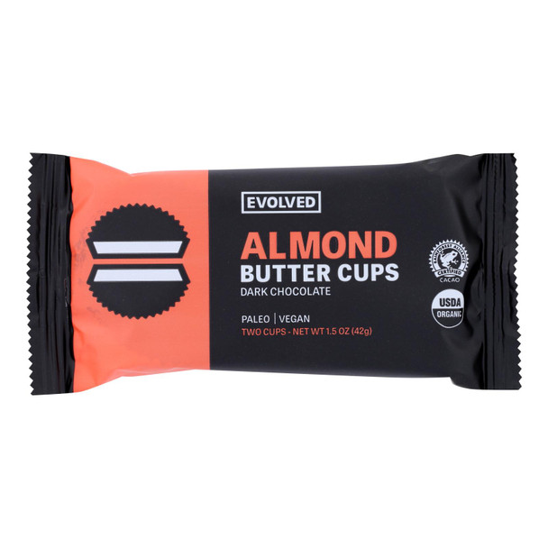 Evolved - Almond Butter Cups Dark Chocolate - Case of 9 - 1.5 OZ