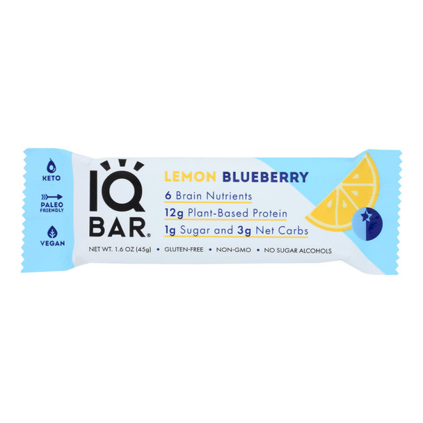 Iq Bar - Bar Lemon Blueberry - Case of 12 - 1.6 OZ