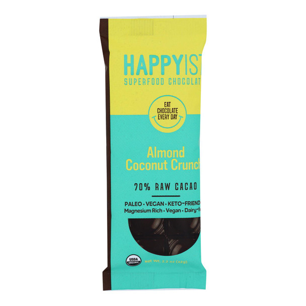 Happyist - Chocolate Bar Almond Coconut Crunch - Case of 12-2.2 OZ