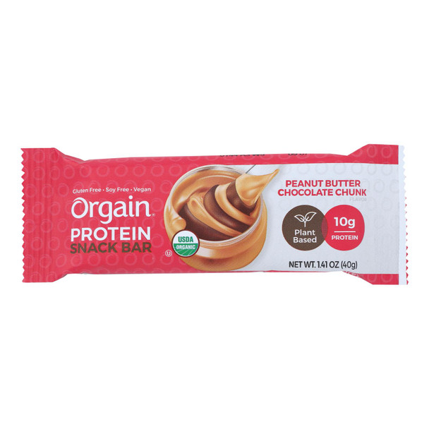 Orgain Organic Protein Bar - Peanut Butter Chocolate Chunk - Case of 12 - 1.41 OZ