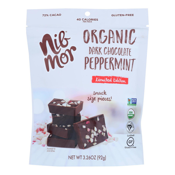 Nibmor - Dark Chocolate Peppermint Snack Bag - Case of 6-3.28 OZ