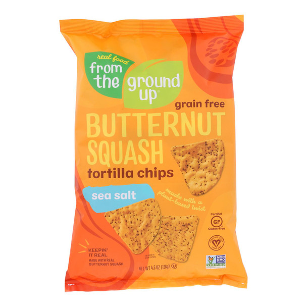 From The Ground Up - Butternut Squash Sea Salt Tortillia Chips - Case of 12 - 4.5 OZ