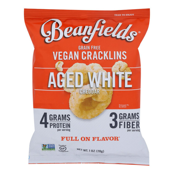 Beanfields - Vegan Cracklins Aged White Cheddar - Case of 24 - 1 OZ