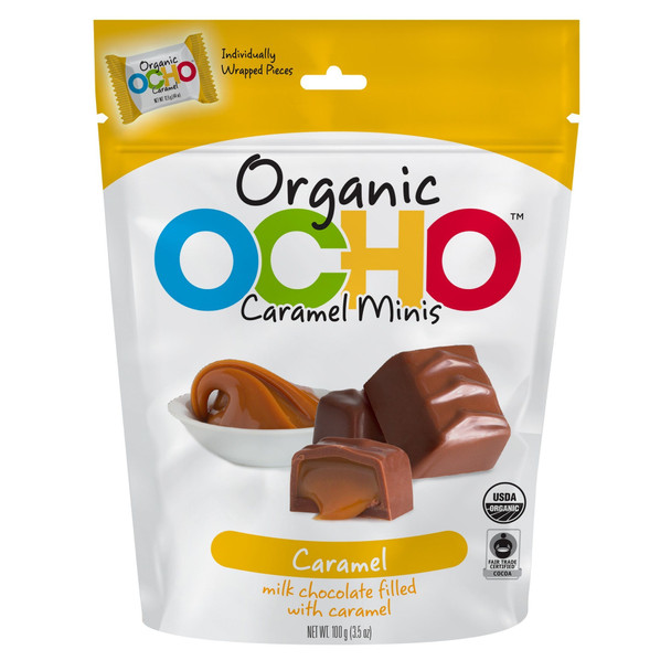 Ocho Candy - Mini Pouch Caramel - Case of 12-3.5 OZ