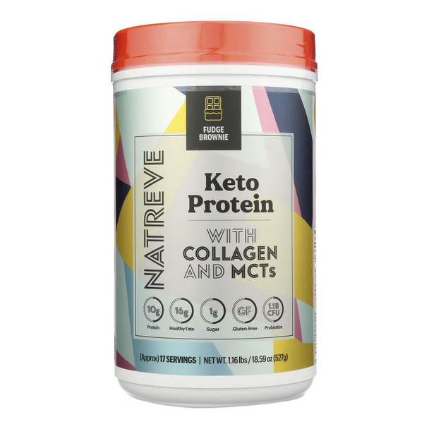 Natreve - Keto Protein Powder - Fudge Brownie Sundae - Case of 4-17.6 OZ