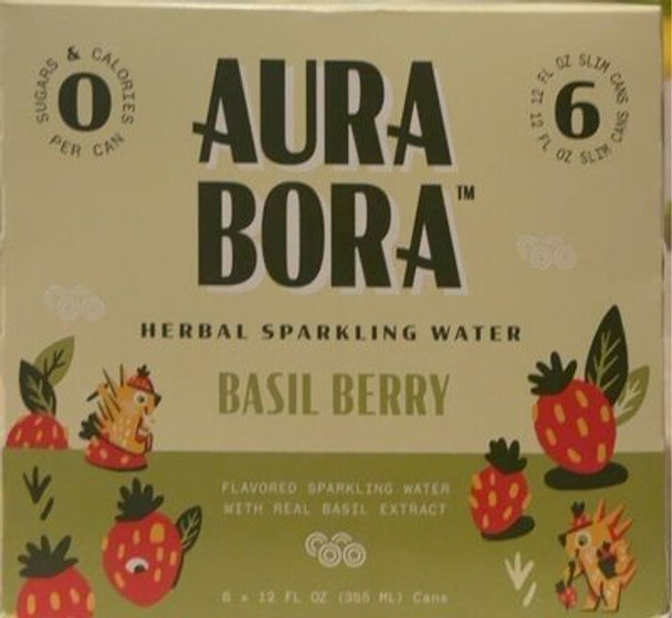Aura Bora - Sparkling Water Basil Berry 6 Pack - Case of 4-6/12 FZ