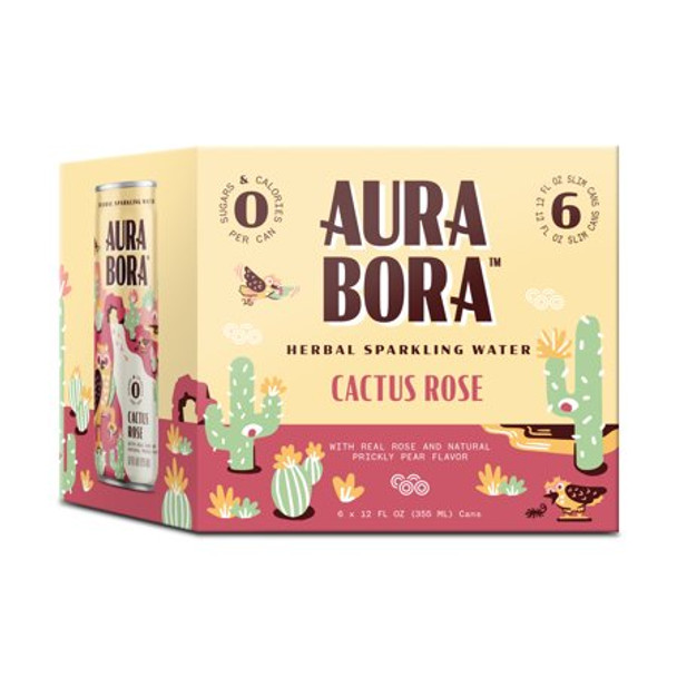 Aura Bora - Sparkling Water Cactus Rose 6 Pack - Case of 4-6/12 FZ