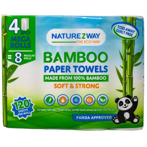 Naturezway - Disposable Towel Bamboo 2 Ply - Case of 8-4 CT