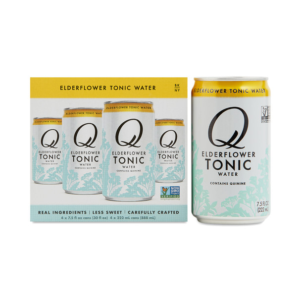 Q Drinks - Tonic Water Can 4pack Elderflower - Case of 6-4/7.5 OZ