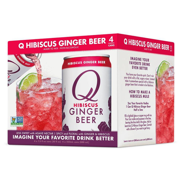 Q Drinks - Soda Ginger Beer Hibiscus Can - Case of 6-4/7.5 FZ