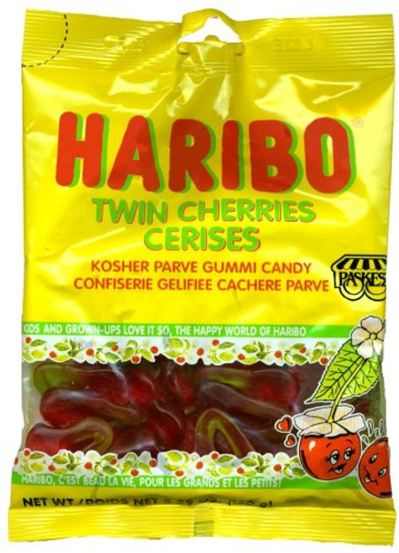 Haribo - Candy Twin Cherries - Case of 24 - 5.29 OZ