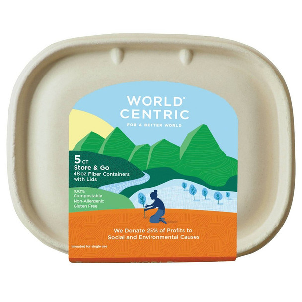 World Centric - Containers Fiber With Lid 48 Oz - Case of 12-5 CT