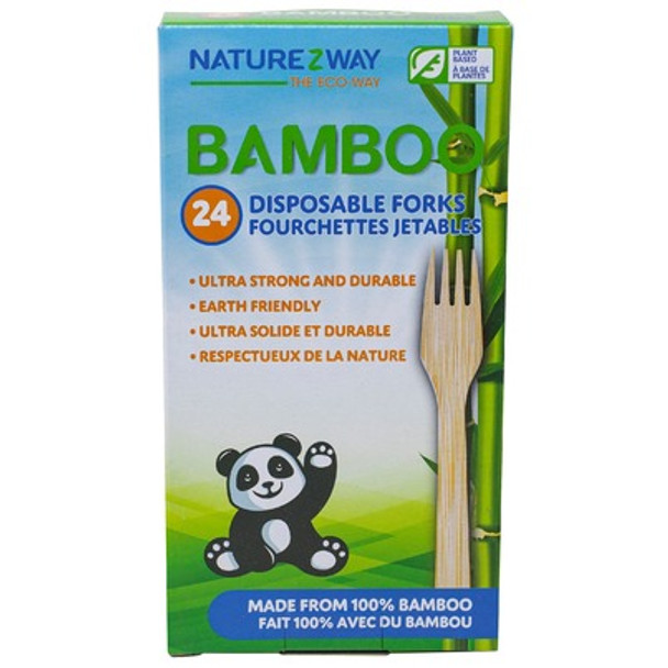 Naturezway - Disposable Forks Bamboo - Case of 24-24 CT