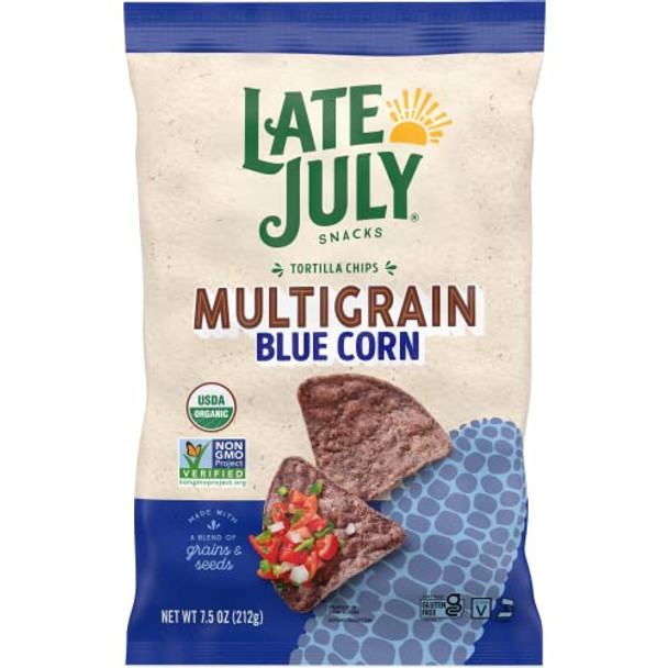 Late July Snacks - Tortilla Chips Multigrain Blue Corn - Case of 12-7.5 OZ