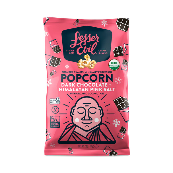 Lesser Evil - Popcorn Dark Chocolate Himalayan Salt - Case of 12-6.4 OZ