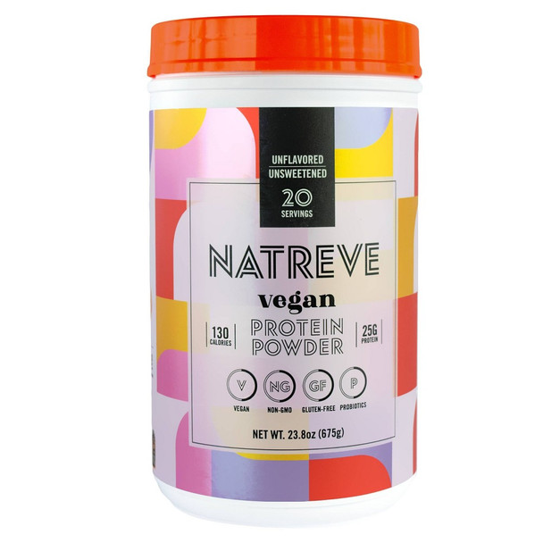 Natreve - Protein Powder Unflavored Vegan - Case of 4-23.8 OZ