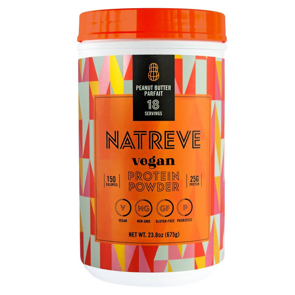 Natreve - Protein Powder Peanut Butter Vegan - Case of 4-23.8 OZ